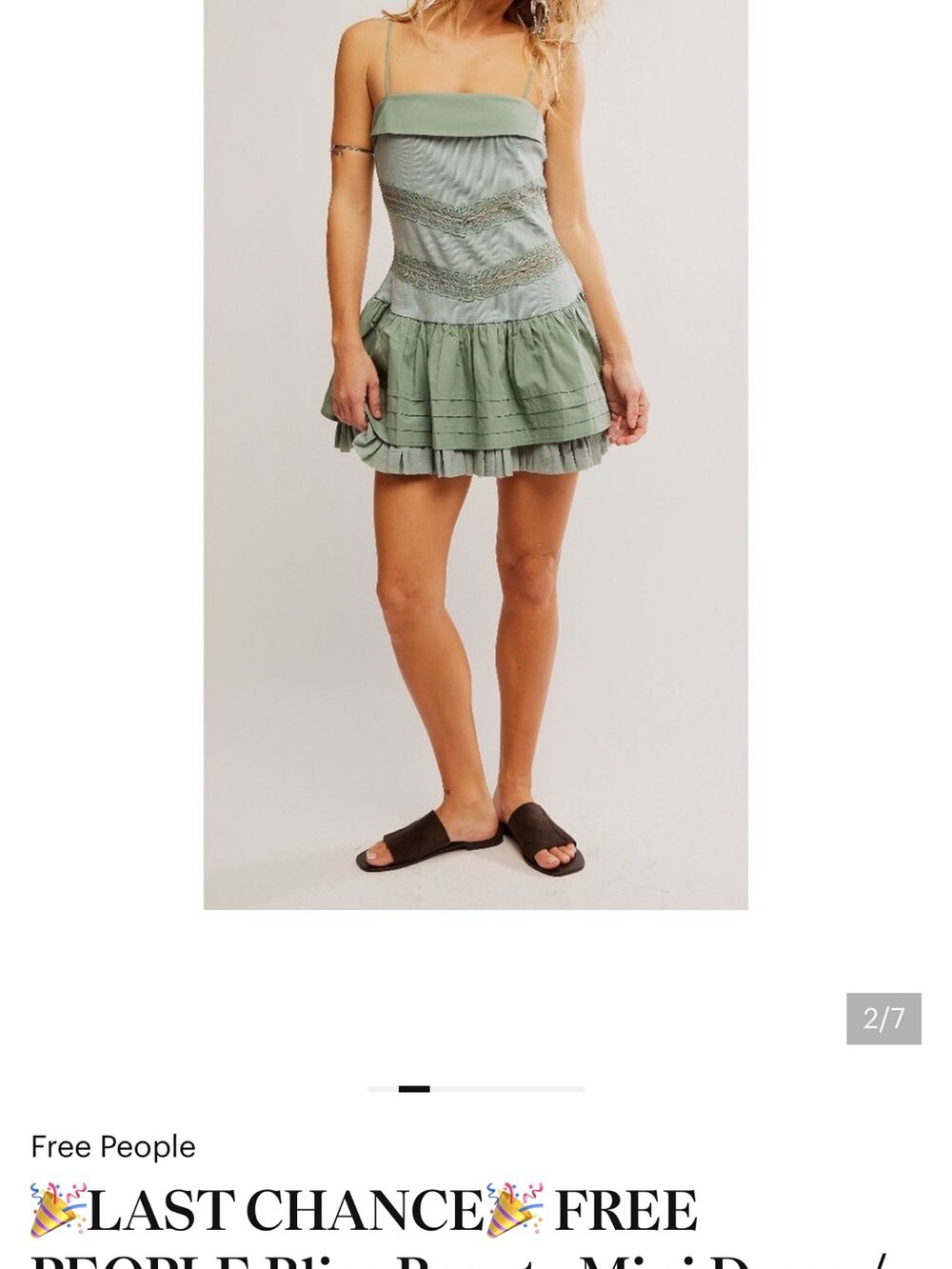 Free People Bliss Beauty Mini Dress - Light Sage